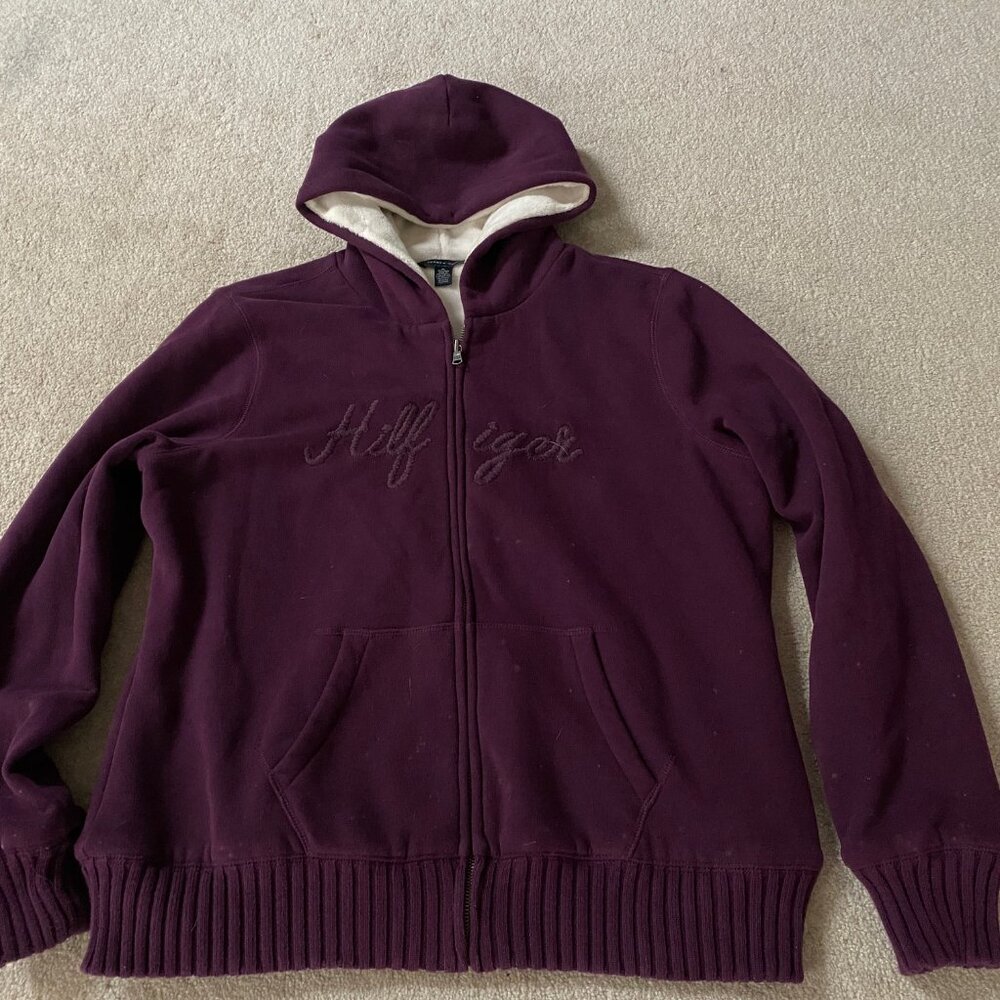 Tommy Hilfiger Warm Fleece Hooded Jacket Size XL Women's FREE SWEATER